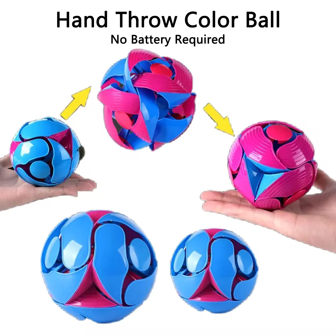 1Pc Funny Color Changing Ball Toy Creative Hand Thrown Magic Ball Decompression Toy for Kids Adults Gift Boy No Battery Required