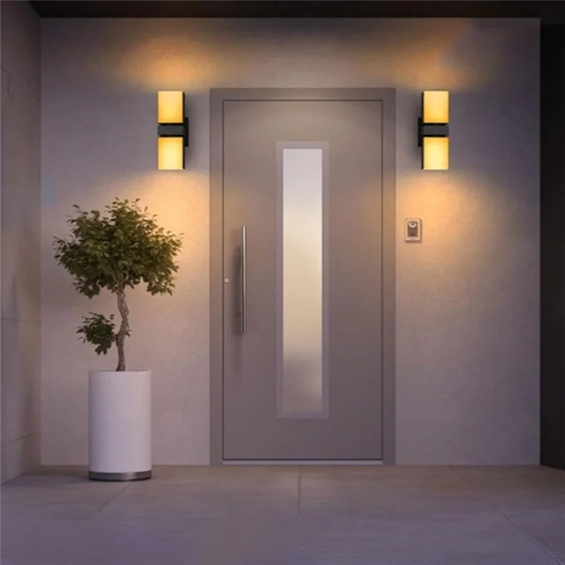 AK25-LED luz de parede dupla cabeça varanda lâmpada ip65 arandelas parede à prova dip65 água wifi app controle luzes inteligentes para cerca jardim 110v
