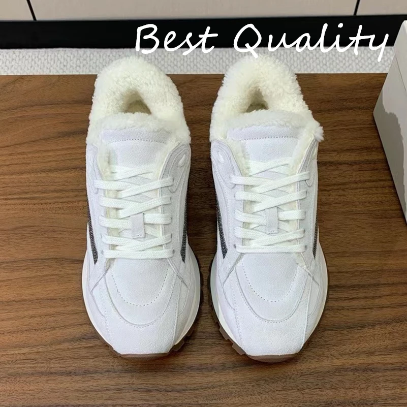 High Quality Winter Women's Casual Sports Shoes Lace-up Flat Travel Shoes Plush interior Sneaker Thick Sole Breathable Shoe