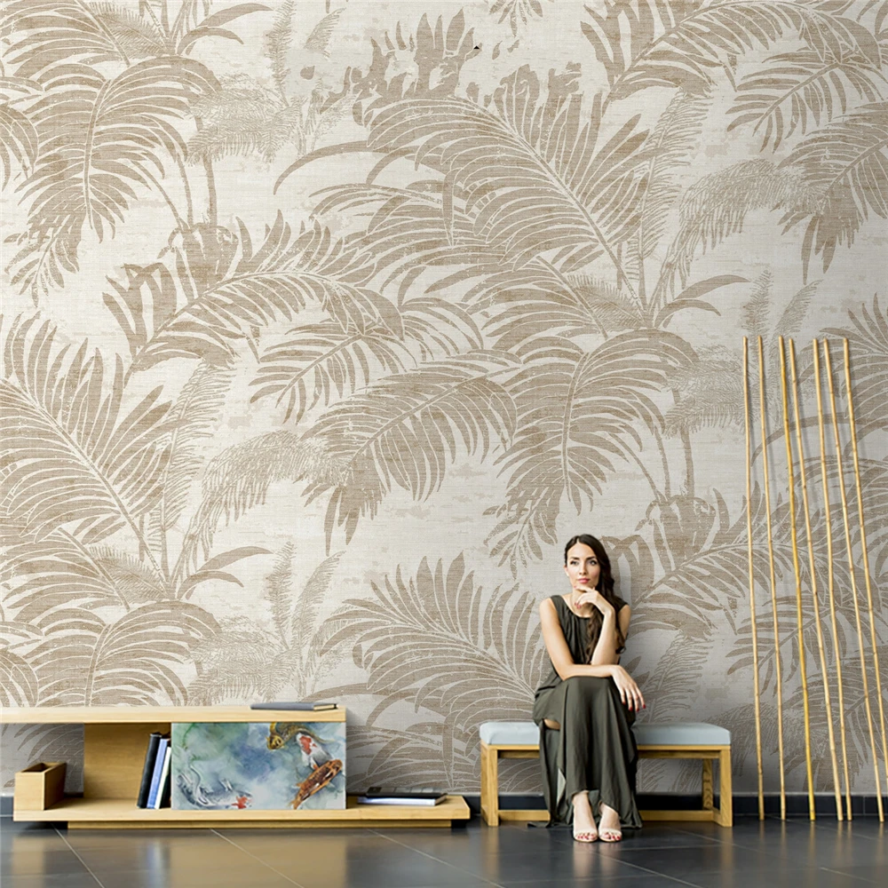 custom Nordic tropical palm tree wallpaper jungle coconut tree plant mural living room TV background landscape 3D art home decor