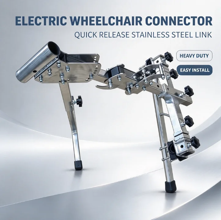 Wheelchair Power Attachment Quick Release Stainless Steel Link Mobility Aid Handbike Connector Trike Drive Disability Accessory