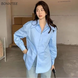 Zipper Solid Shirts Women Office Lady All-match Korean Style Minimalist Loose Long Sleeve Casual Streetwear Fashion Autumn Chic