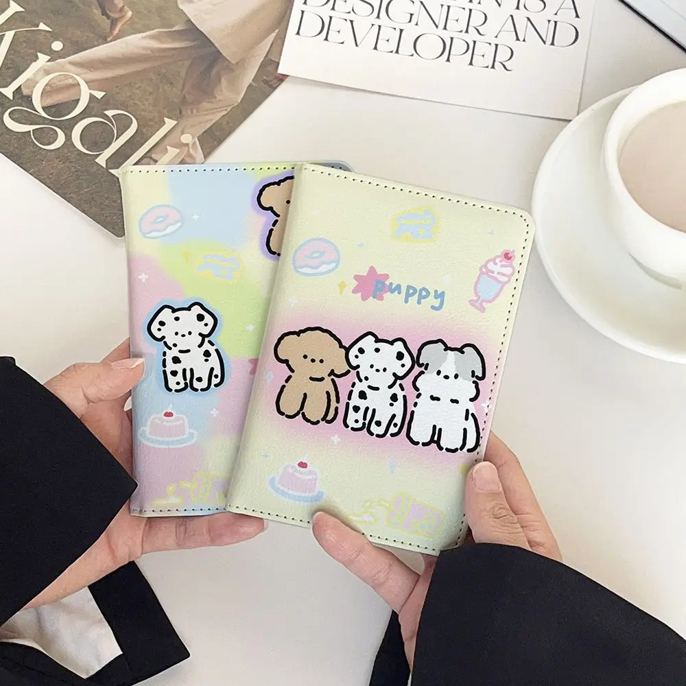 Cute PU Leather Passport Holder Multi-function Ultra-thin Passport Bag Cartoon Portable Credit Card Wallet