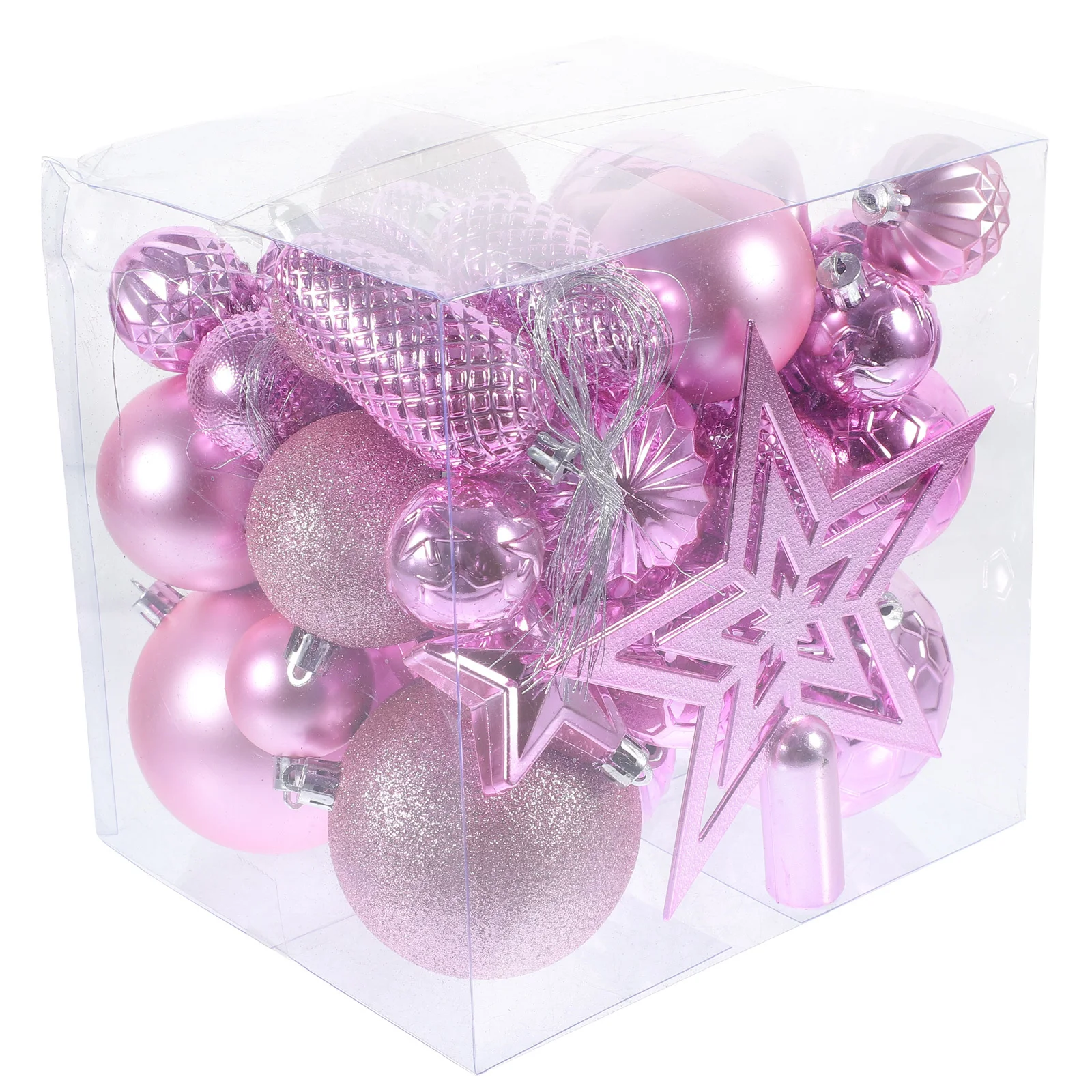 

45Pcs Xmas Tree Decorations Pink Ball Ornaments Christmas Tree Star Hanging Balls Christmas Balls Ornaments Party Supplies