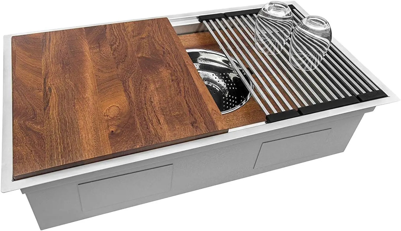 Ruvati 36-inch Workstation Dual Tier Ledge Kitchen Sink Undermount 16 Gauge Stainless Steel - RVH8277