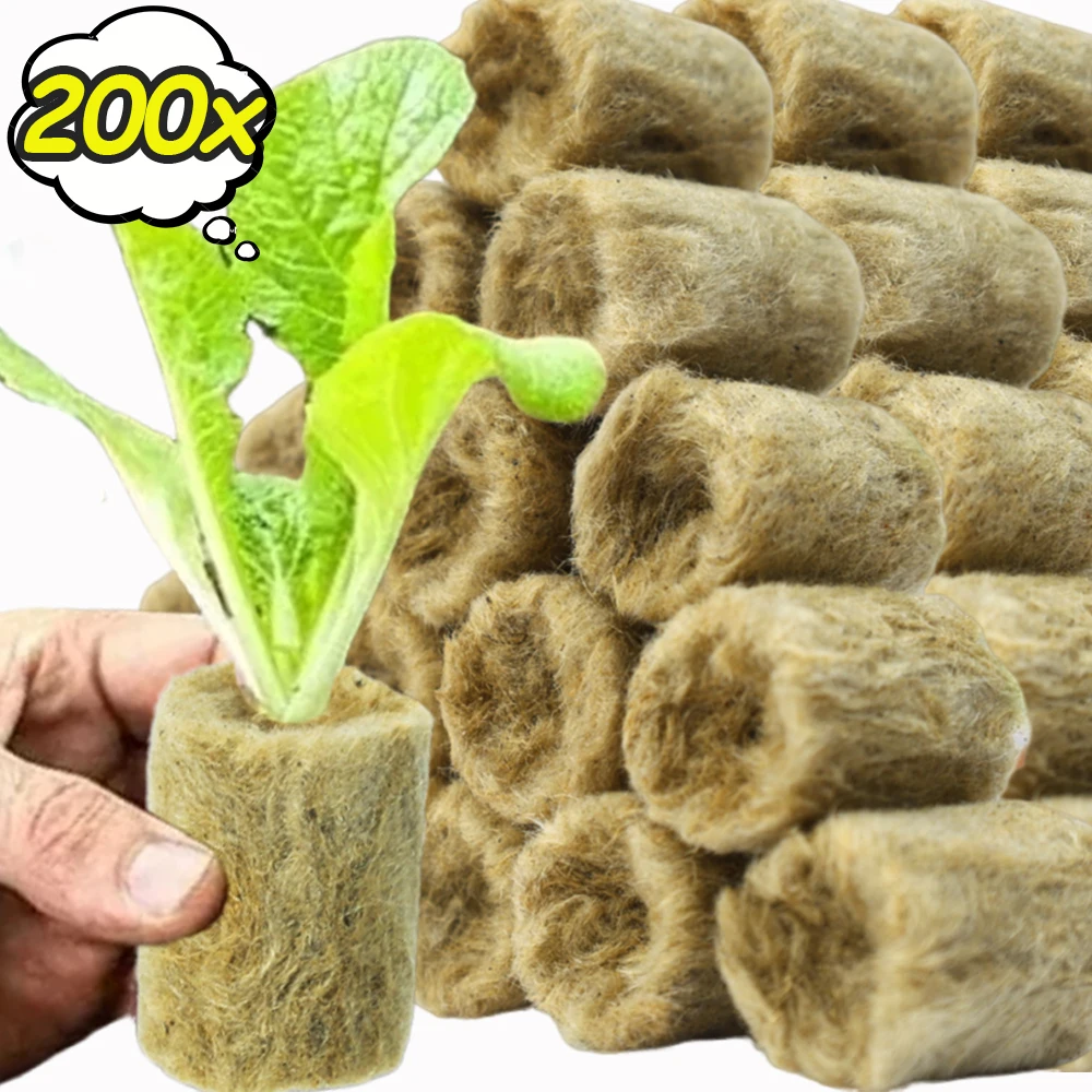 

10/200pcs Seedling Rock Wool Greenhouse Seedling Grow Plugs Cylindrical Hydroponic Planting Media Soilless Home Garden Supplies