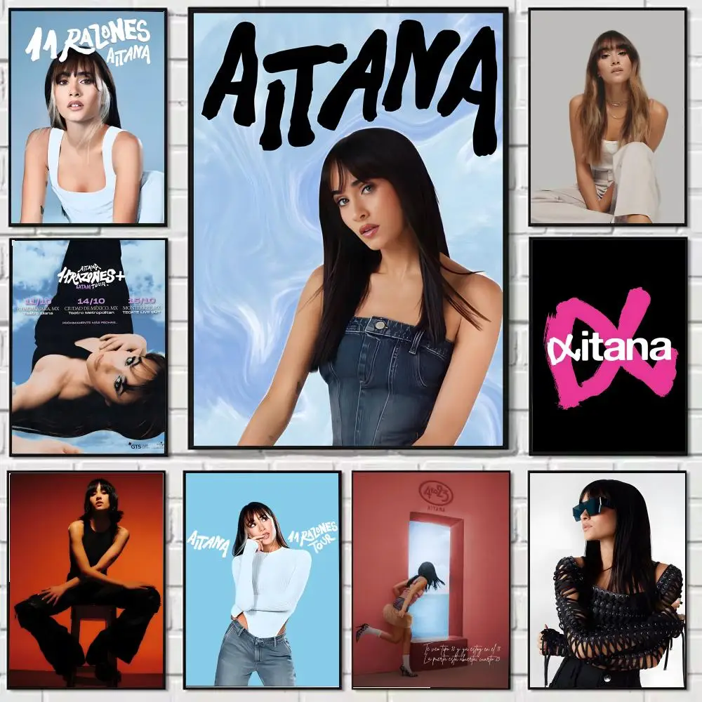 A-Aitana المغني ألفا اللوحة الخط قماش المشارك: تجعد الحرة للماء دائم جميع الفضاء جدار ديكور