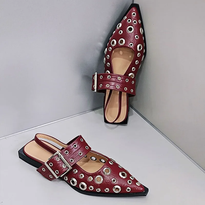 Big Size Female Pointed Toe Footwear Women Flats With Sandals Shoes 2025 Fashion Shallow Slingbacks Ladies Flats Sandals Shoes
