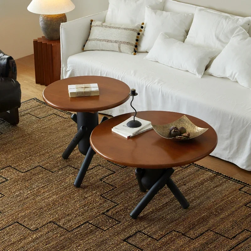 

Brown Nordic Coffee Table Italian Walnut Aesthetic Wood Small Side Table Round Unique Designer Stolik Kawowy Home Furniture