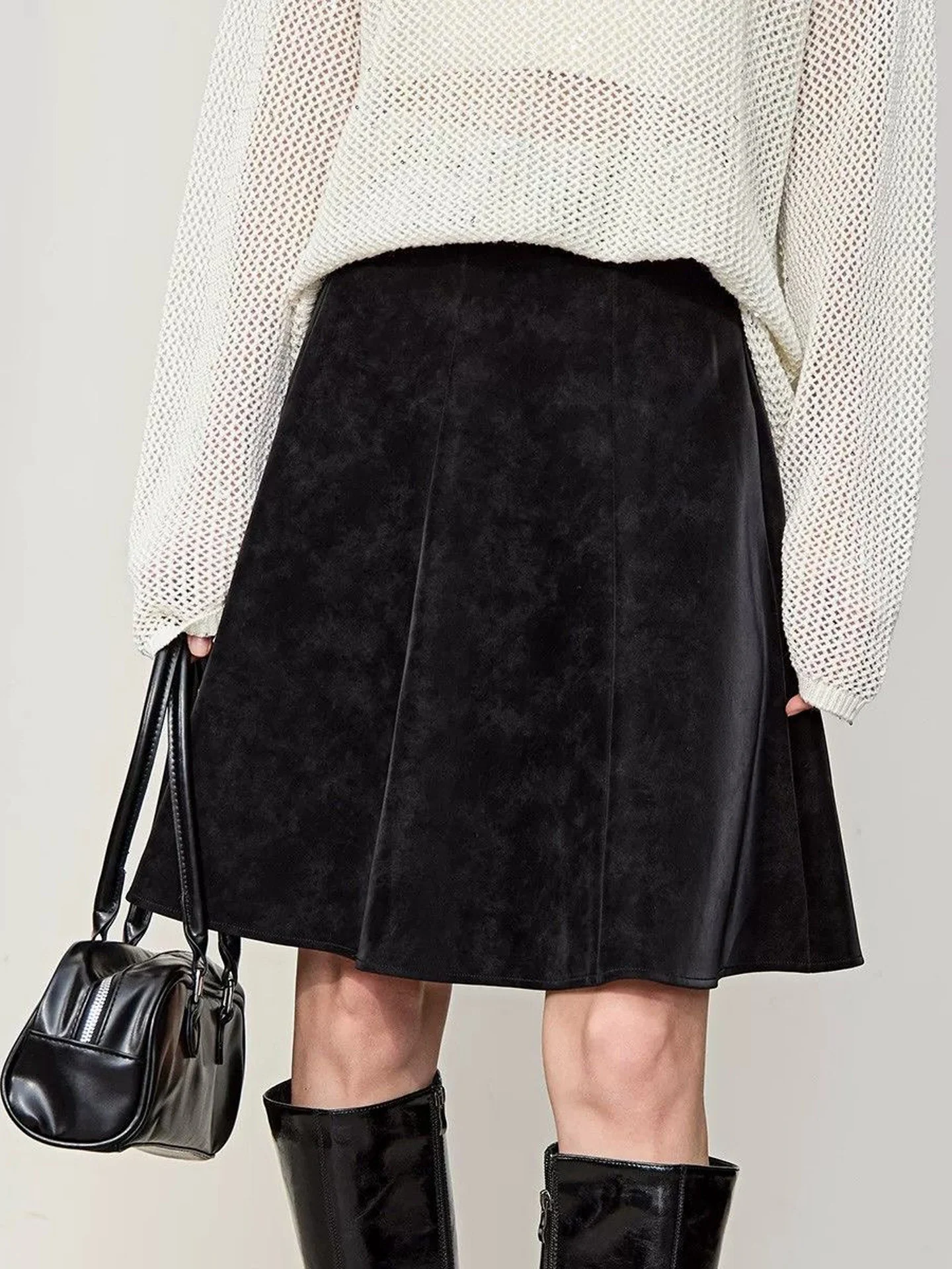 High Waist A-Line Umbrella Skirt Suede Half-length Simple Slimming Fashionable Midi Skirt for Women Autumn New Style Commute