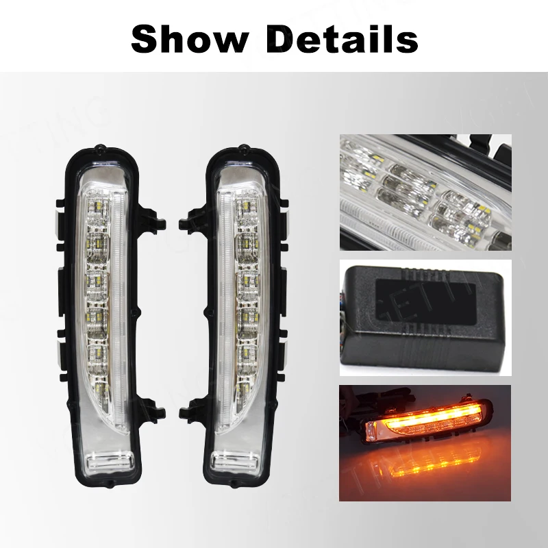 DRL For Ford Edge Everest 2011 2012 2013 2014 LED Daytime Running Lights Car Fog Lamp White Yellow Turn Signal Car Accessories