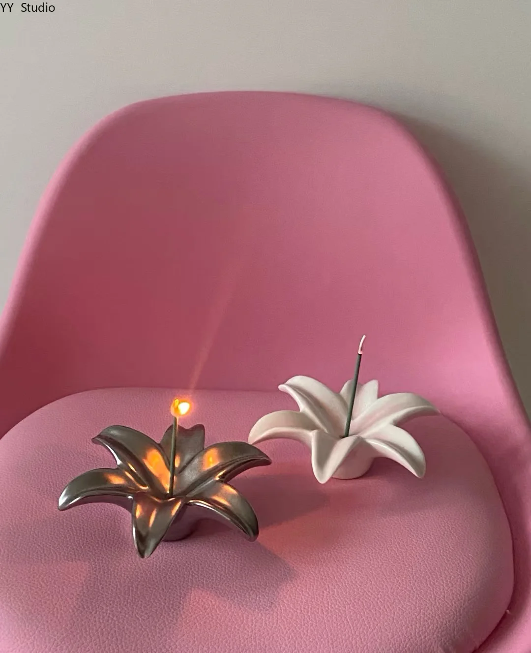Cute Lily Ceramic Fragrance Insert Seat Line Incense Burner Vertical Incense Insertion Seat Decoration Aromatherapy Storage