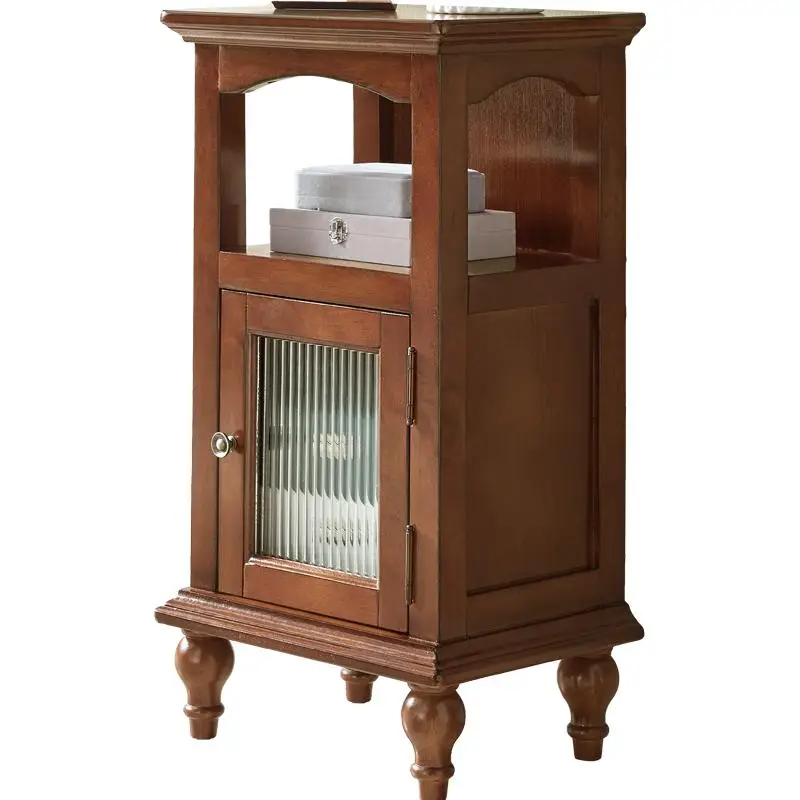 

Living room sofa side single door glass dining display cabinet bedroom storage solid wood wine cabinet retro