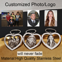 Customized Stainless Steel Photo Keychain Personalized Laser Engraved Photo Pendant Custom Family Couple Keyring Christmas Gift