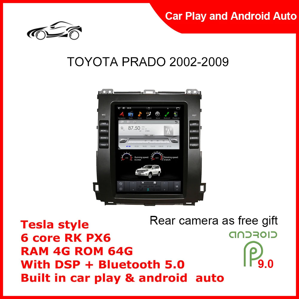 

ANDROID CAR STEREO GPS Vertical screen For TOYOTA PRADO 2002-2009 GXR 10.4 inch RAM 4G ROM 64G Car Multimedia