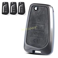 For 2016-2025 Toyota Corolla Cross Camry RAV4 LE Hilux Metal Leather Flip Car 2 3 4 Buttons Key Fob Case Cover Shell Accessories