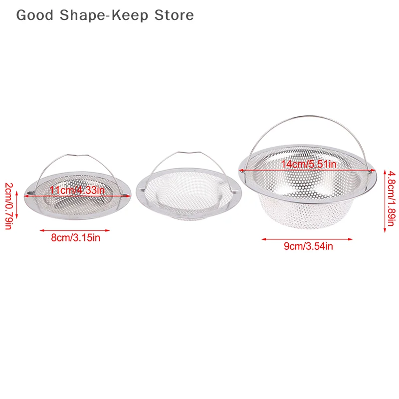 3-Pack Stainless Steel Sink Filter with Handle - Kitchen Food Hair Strainer Disposable Mesh Drains Filter Sink 3 Sizes Available - Image 6