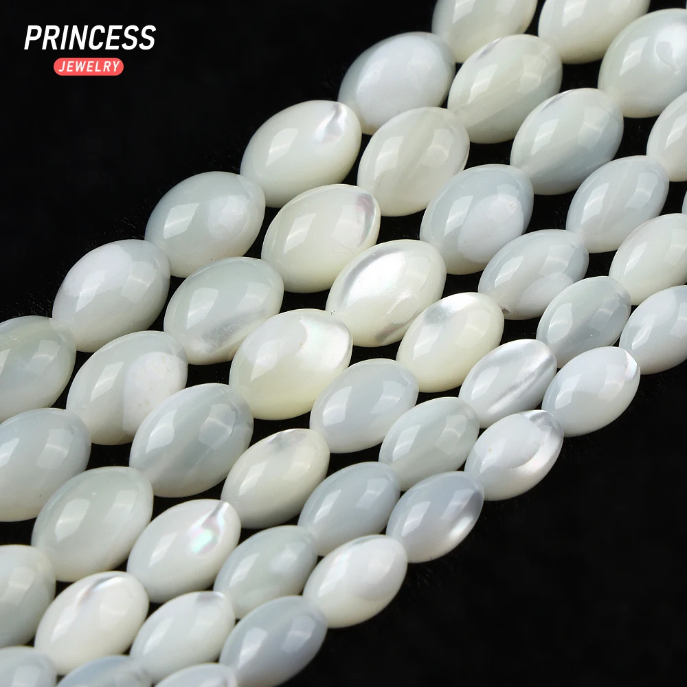 

A++ Natural White Trochus Shell Rice Beads 5*8mm Horseshoe Shell Loose Beads for Jewelry Making Bracelet Necklace