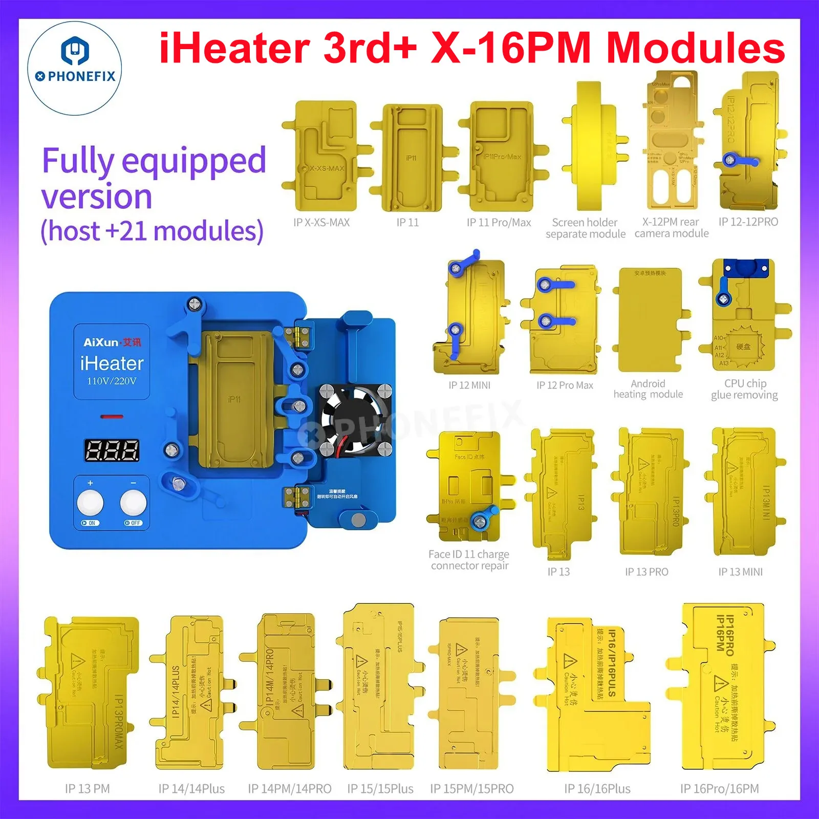 JC Aixun iHeater 220V 110V Face ID Preheating Station Thermostat Heating Platform for iPhone X-16 ProMax Motherboard Repair Tool