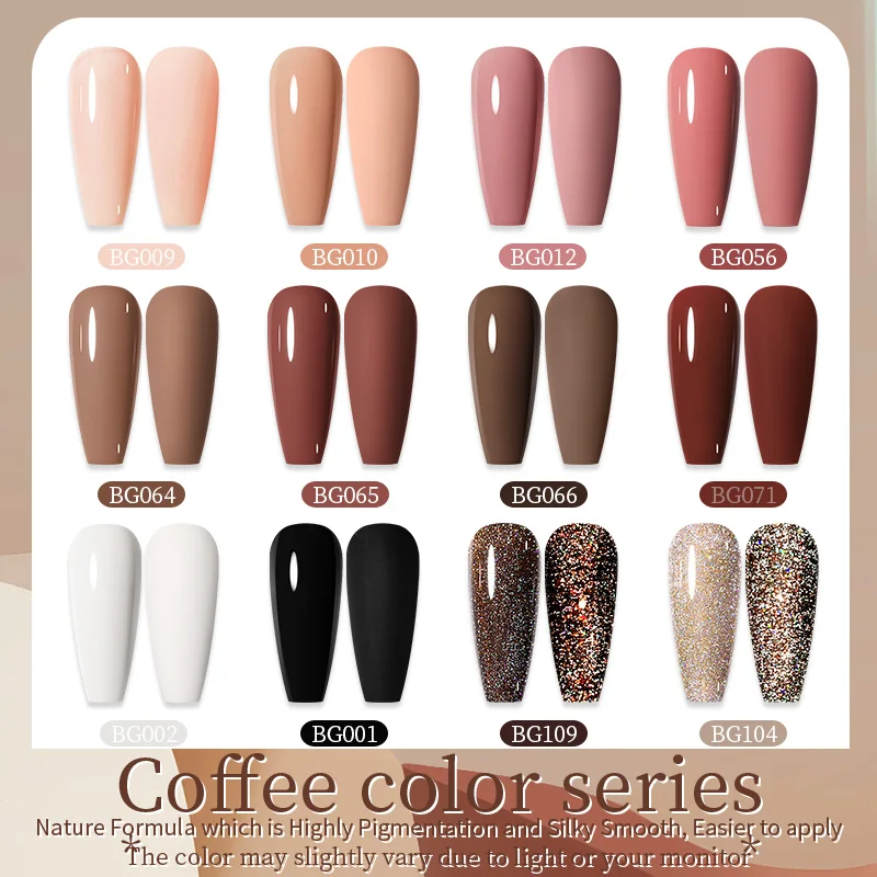 BORN PRETTY Coffe Dark Brown Color Gel Nail Polish Autumn Winter Series Soak Off Semi Permanent Matte Top Coat Nail Art Varnish