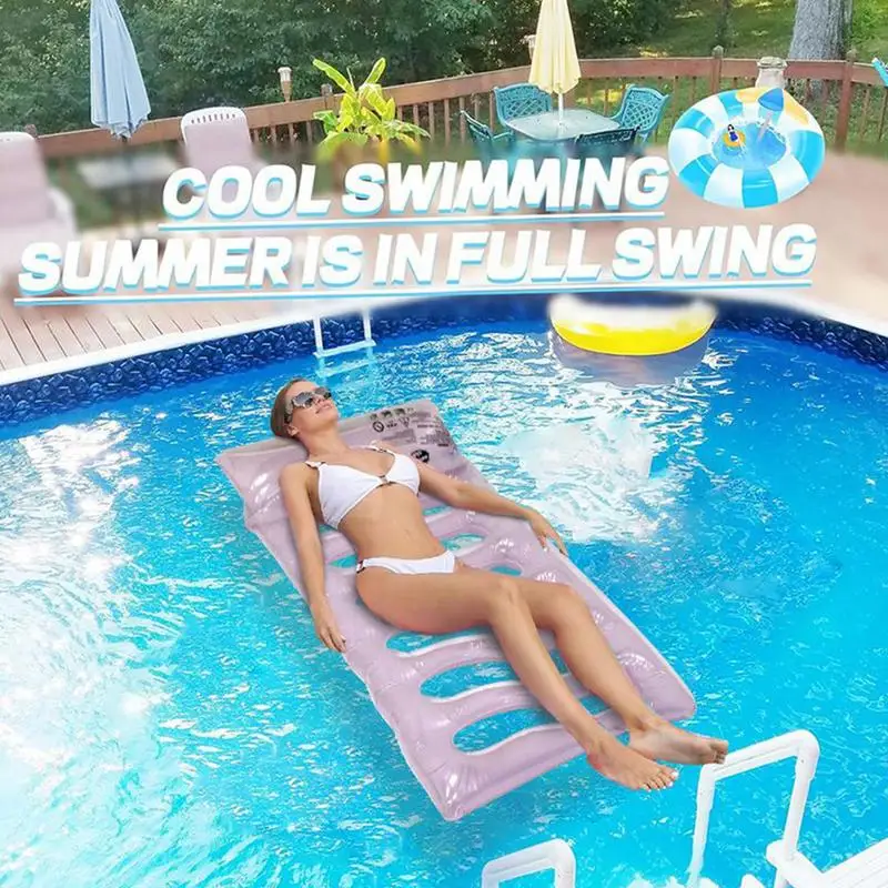 Flotadores de piscina para adultos, hamaca de agua flotante inflable, flotadores de piscina portátiles plegables para viajes de fiesta junto a la piscina en el río y el lago