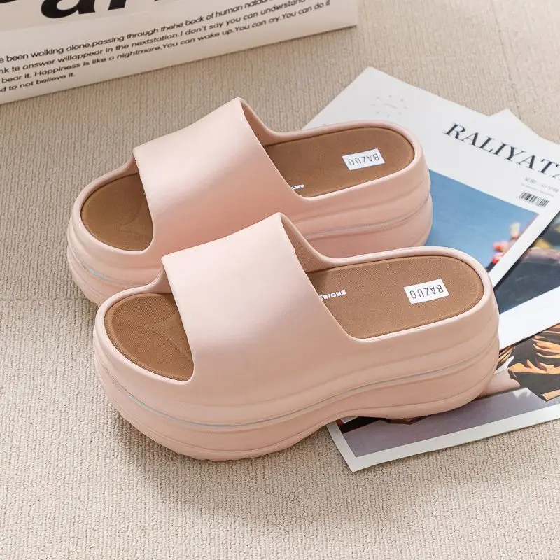 

Модные розовые шлепанцы на платформе для женщин, с массивной подошвой, открытые, повседневные, летние, пляжные, женские.