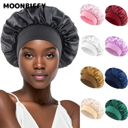 Gorro de banda elástica para la cabeza Unisex, gorro de baño de satén Extra grande, gorro sedoso para dormir con banda elástica Premium