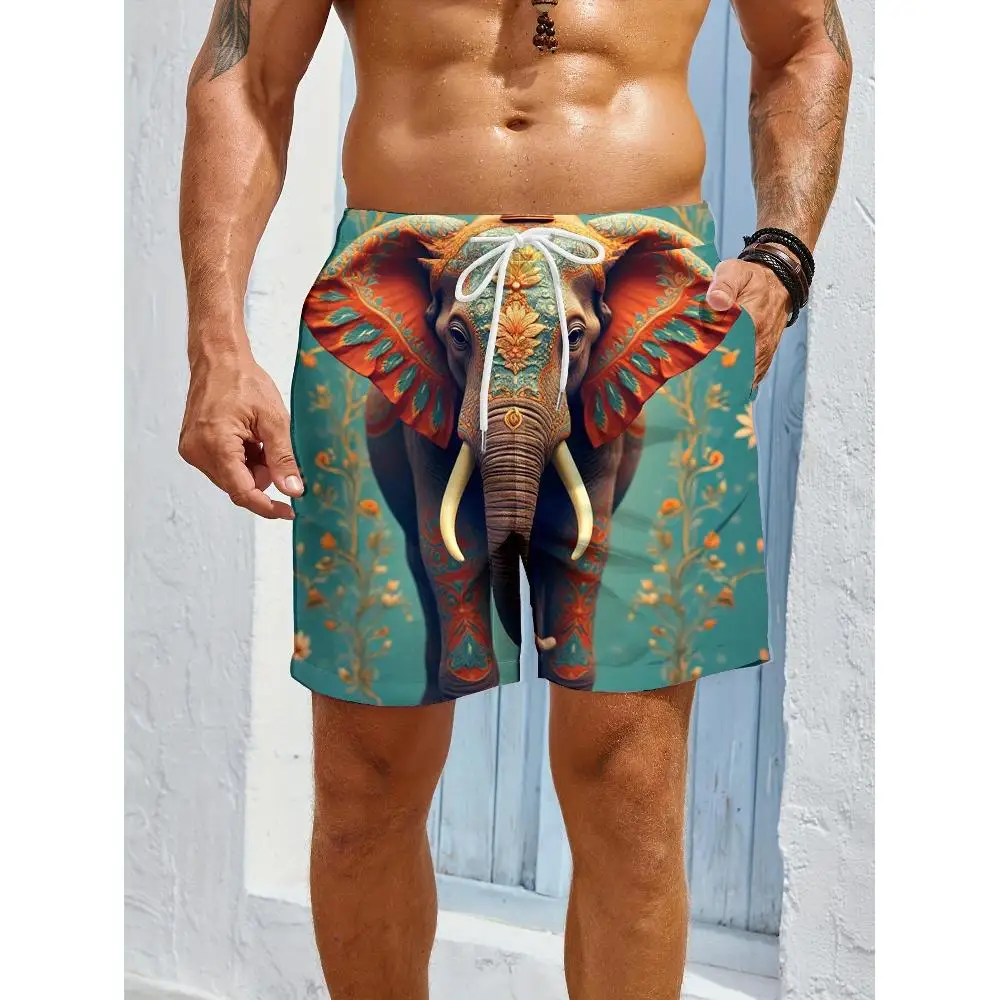 1pcs Men's Short swim trunks2026 Summer 3D Printed Short sleeve Quick drying Breathable Polyester running Pants