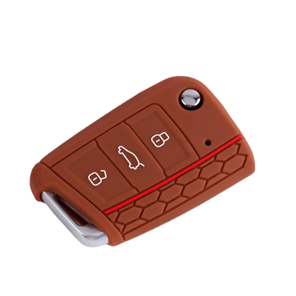 

Suitable for Volkswagen Golf 7 Honeycomb Red Line Silicone Key Cover Skoda Superb Key Bag Remote Control Protective Cover
