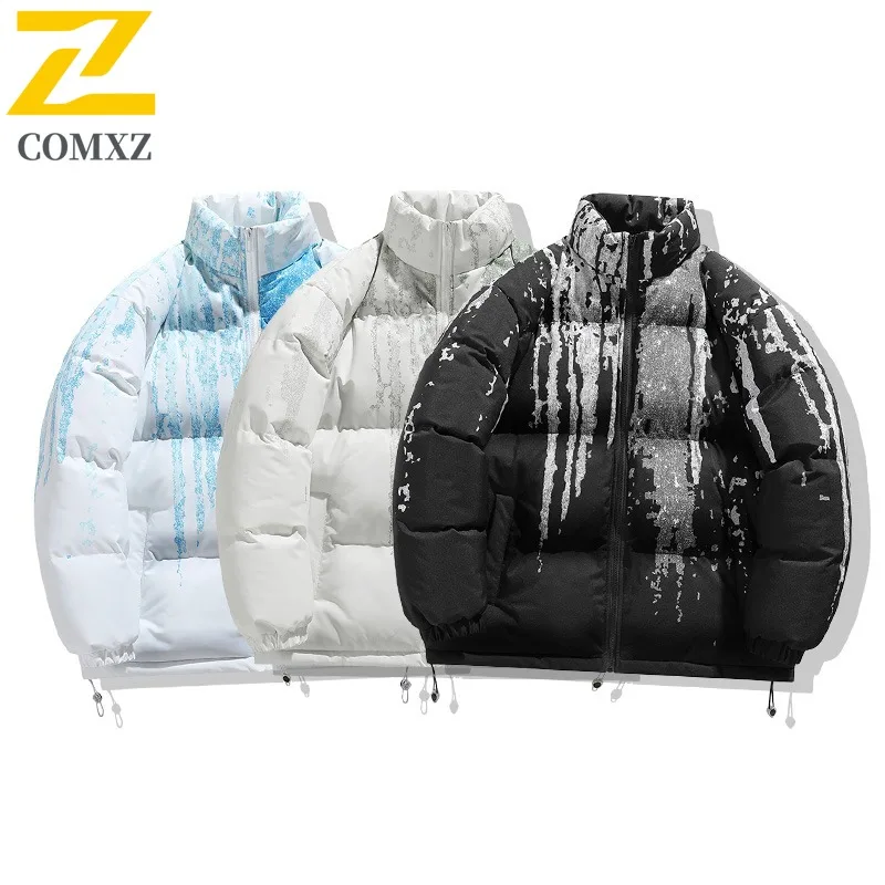 

COMXZ Korean Style Filled Jacket Men Premium Lightweight Filled Coat Classic Stand Collar Travel Cold Resistant Winter Coats