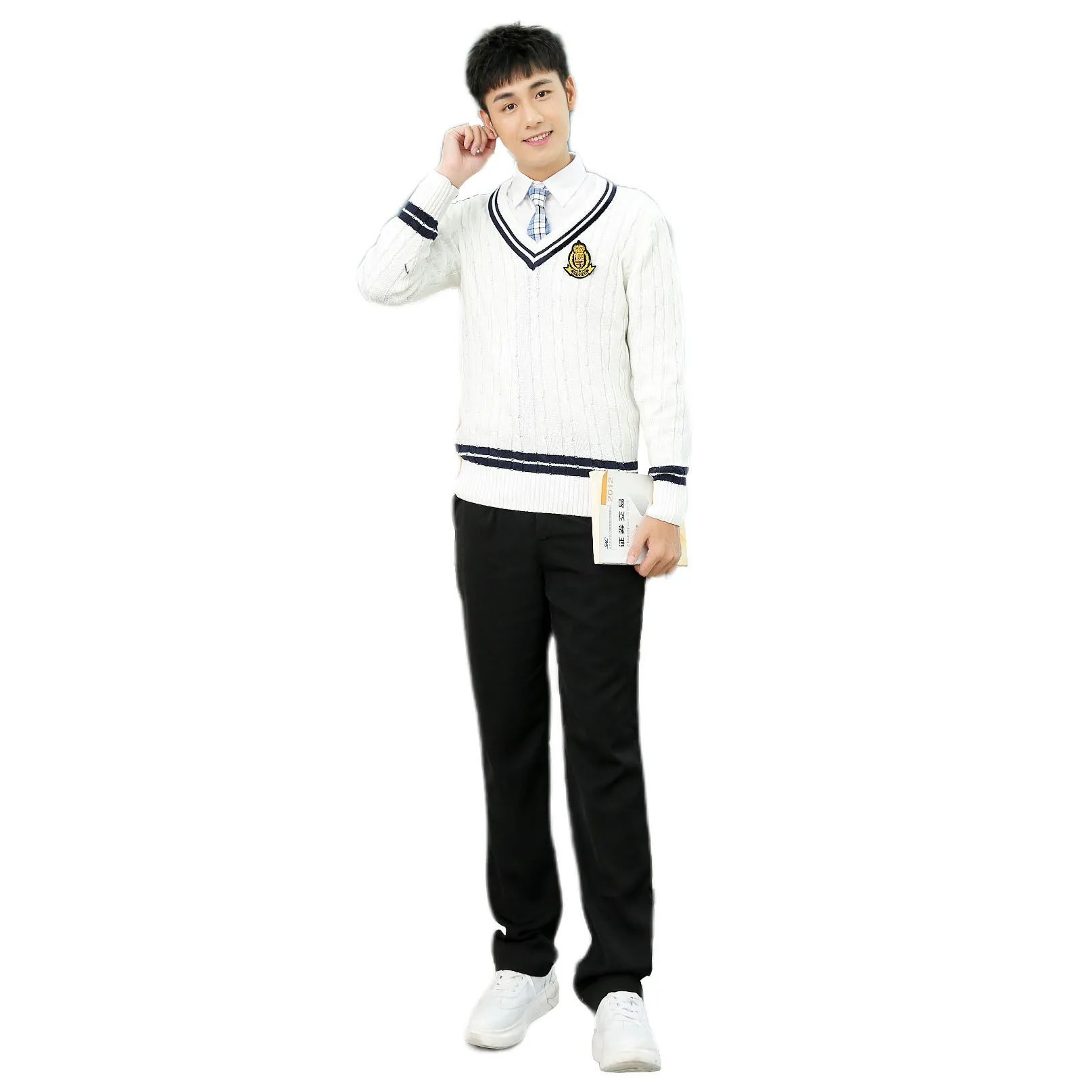 C053 britische College-Schuluniform jk Rock Strick pullover Set Anzug