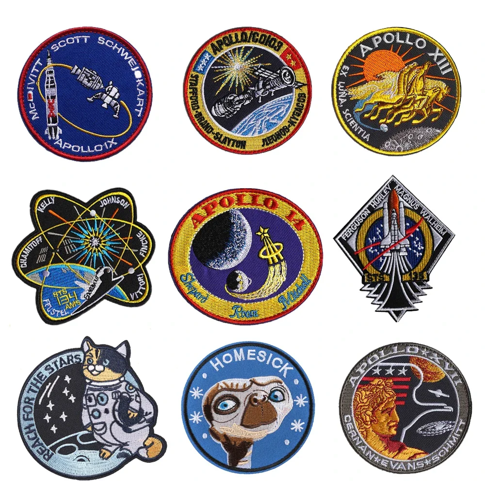 Apollo Astronaut Fusible Embroidered Patch Sew on Patches Rocket Embroidered Applications for Sewing Planet Patches for Badge