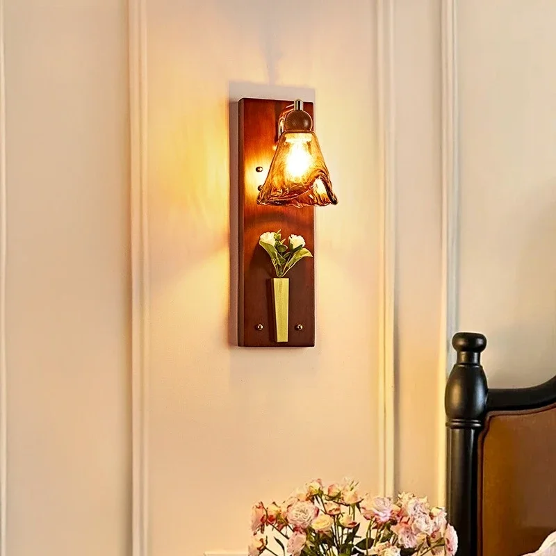 French antique flower arrangement wall lamp living room background wall decoration retro bedside aisle corridor atmosphere lamp