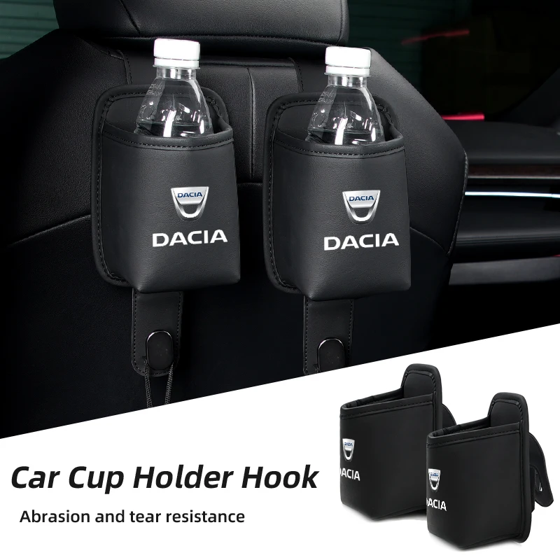 Suporte de copo para encosto de assento de carro, caixa de armazenamento de couro, suporte para bebidas, adesivos para Dacia Duster Logan Sandero Lodgy Dokker Sandero Ste