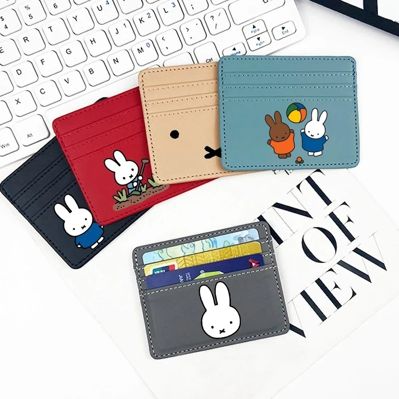 Carteira de Moedas Miffy Coelho Anime Kawaii para Meninas, Porta-Cartões de Crédito, Capa de Carteira PU para Passaporte e Documentos, Bolsa Unissex, Presente de Aniversário