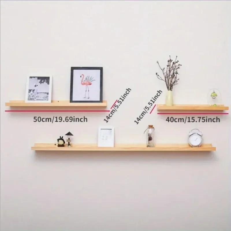 DIY Wood Wall Floating Shelves, Mounted Partition Display Stand Book Organizer, Ornament Storage for Bedroom Living Room Decor