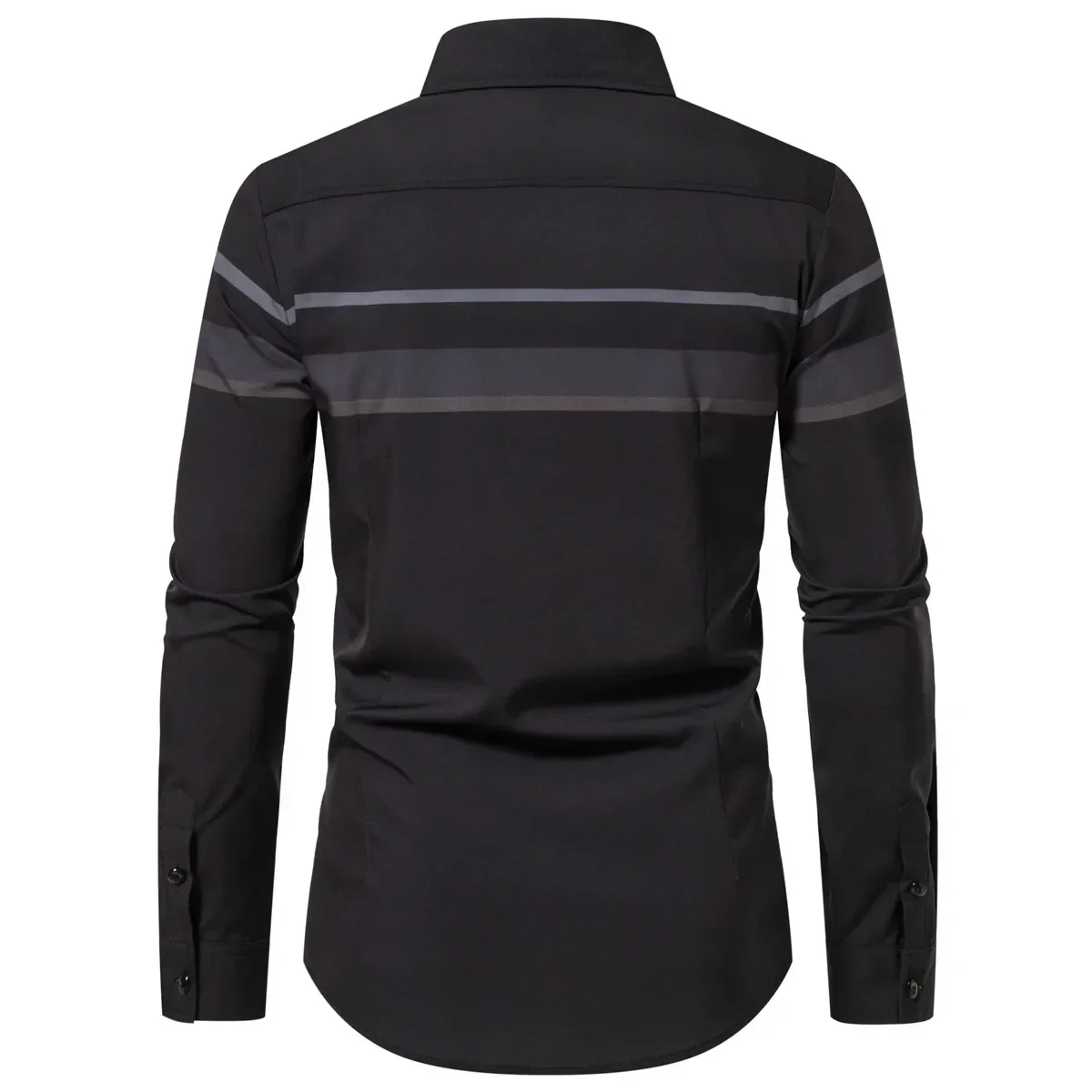 Men\'s New Spring and Summer Long Sleeve Shirt Fashion Trend Stripes Thin Men Clothing