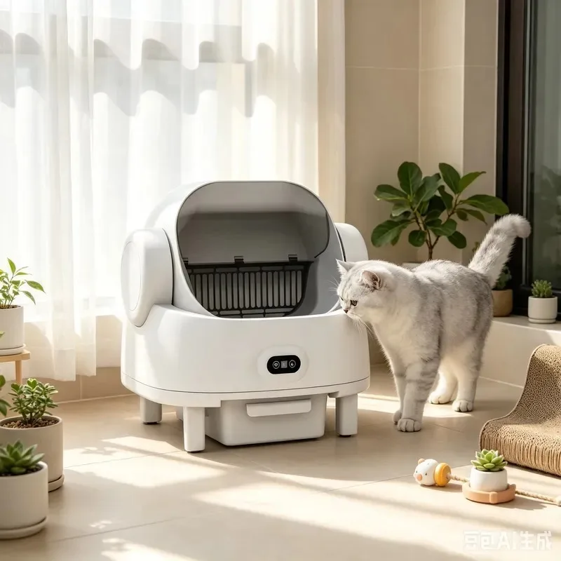 STLF Open oversized fully automatic electric smart cat toilet with self-cleaning garbage removal system, suitable for