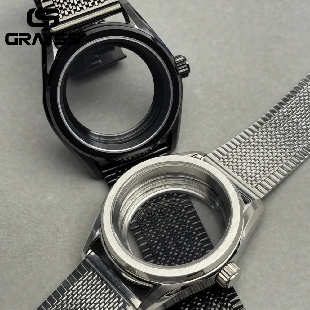 Vintage 38mm Edge Cutting Polishing SKX Mod Sapphire Crystal Dive Black Watch Case for NH34 NH35 NH36 NH70 20bar Watch PartH