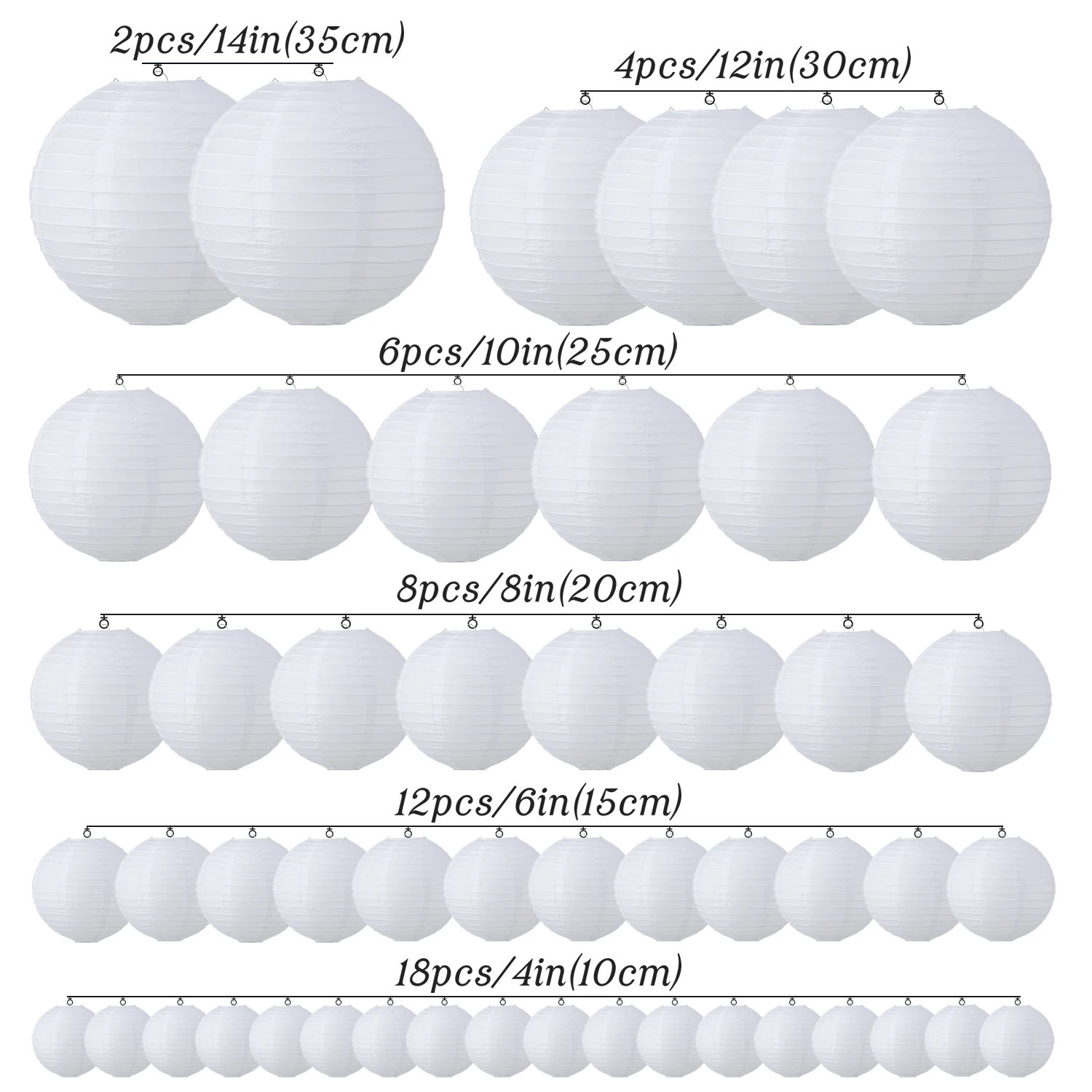 Lanternes Japonaises en Papier Blanc, 50 Pièces, 4 en Effet-14, Taille Mixte, Décorations de Mariage, Décor de ix, Lampion Chinois