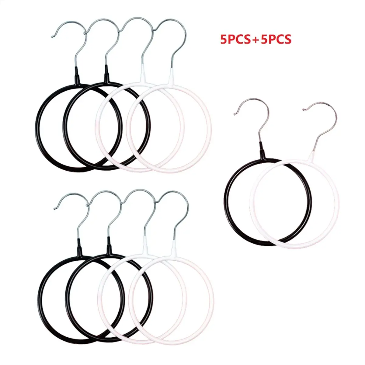 feelfeel 10Pcs Scarf Tie Storage Ring Rack Scarves Holder Metal Coat Hanger Multifunctional Scarf Belt Tie Display Slots Holders