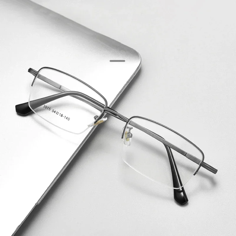 

New Men Half Rimless Frame Glasses Optical Eyewear High Quality Half Rim Man Prescription Eyeglasses with Recipe Male Spectacles