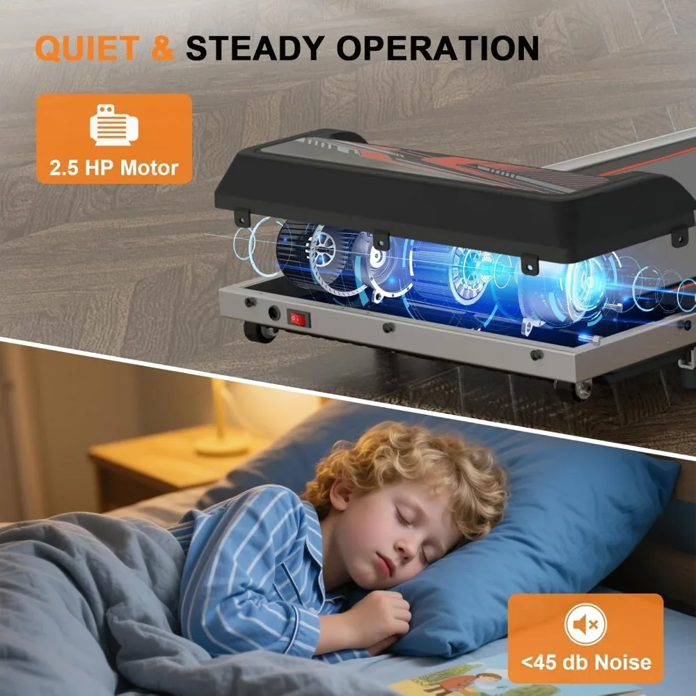 جهاز مشي محمول بقوة 2.5 حصان تحت المكتب مع جهاز تحكم عن بعد قابل للتعديل بنسبة 10% للتمرين المكتبي