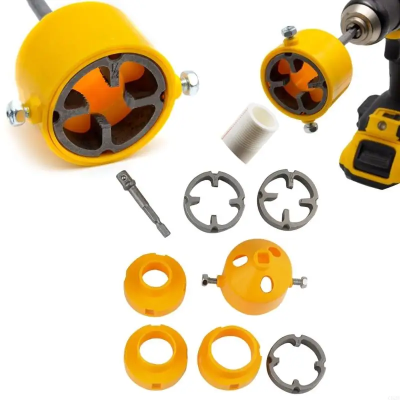 C63E 8PCS PVC Thread Maker Tool Drill Electric Drill to Pipe Threading Longters