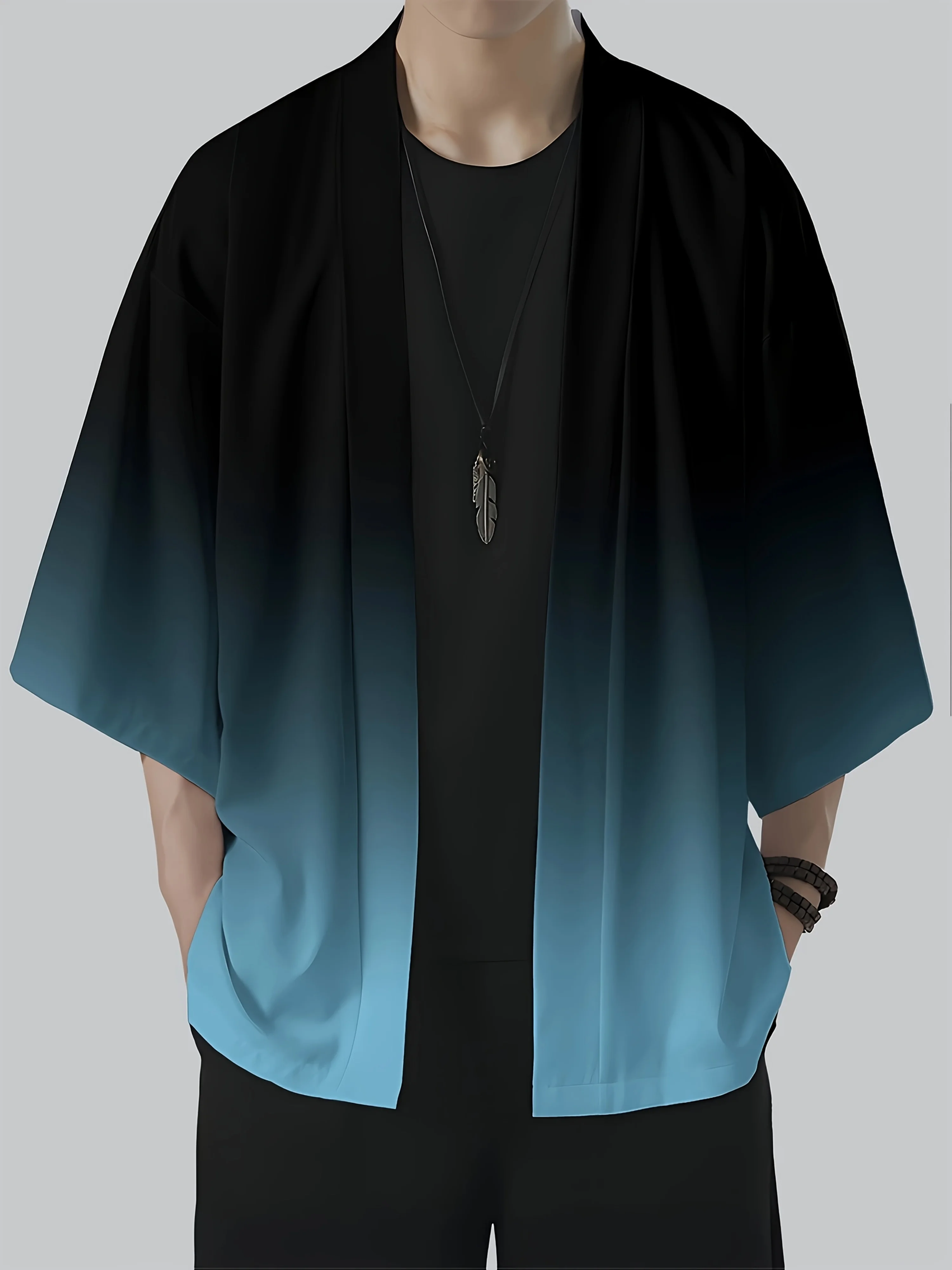 

2026 Summer New Men's Kimono with 3D Gradient Pattern Printing - Fashionable Outdoor Comfortable Lightweight Soft