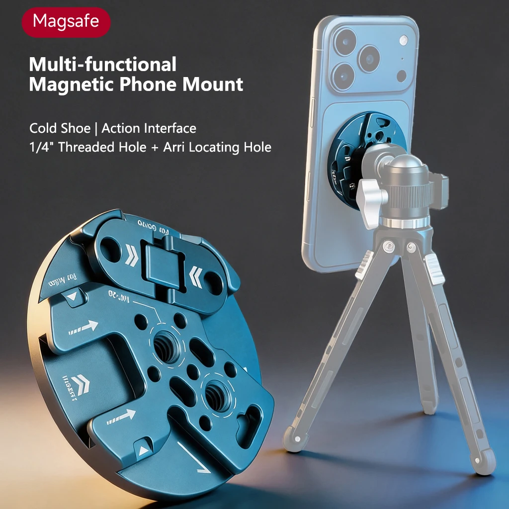 Magnetische Handy-Stativhalterung mit Action-Kamera-Adapter für MagSafe iPhone 16 15 14 13 12 Schnellwechsel-Adapter-Halterung – Detail 2