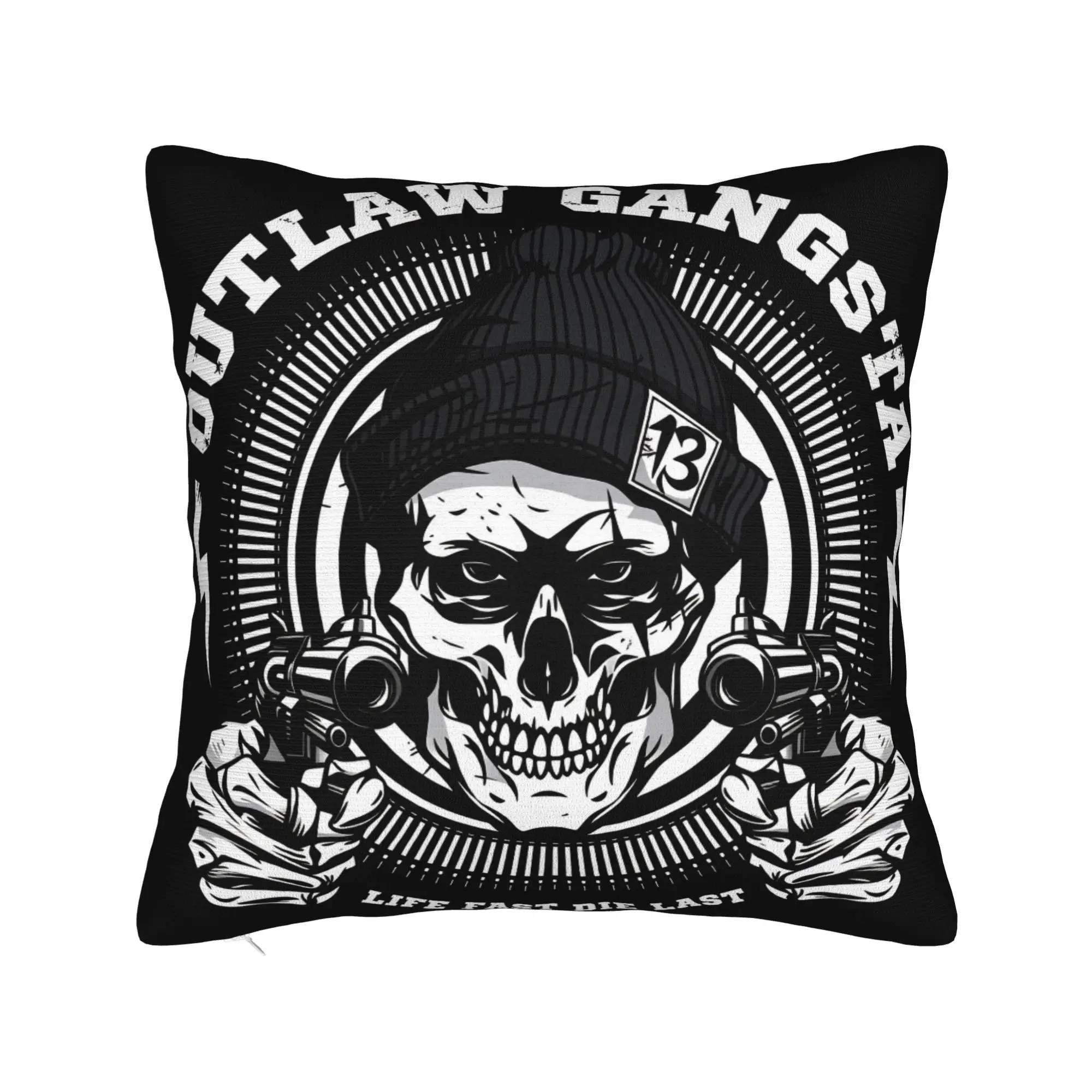 Pillow Case Black Grey Skull Face Día de los Muertos Comfy  Pillow Cover For Sofa Bedroom Home Decor Morden Pillowcases
