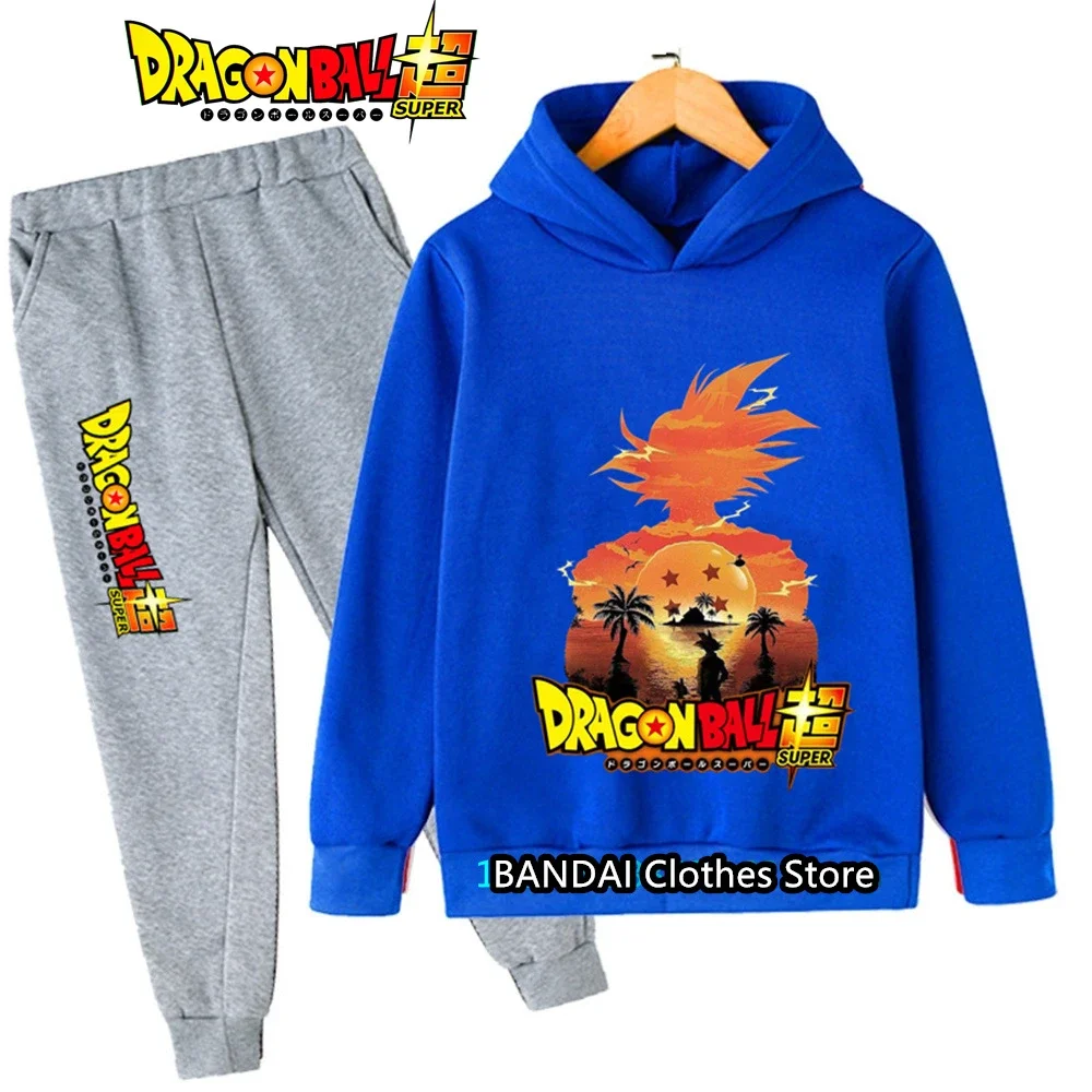 Dragonball garçons dessin animé Goku ensemble à capuche enfants 3-12Y automne hiver doux chaud mignon Anime imprimé confortable 2 pièces porter ​