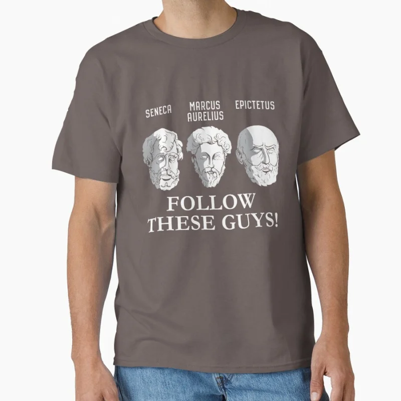 Stoics Seneca Marcus Aurelius Epictetus الرواقية الفلاسفة تمثال نصفي تتبع هذه الرجال الفيلسوف هدية تي شيرت بلايز كبيرة الحجم