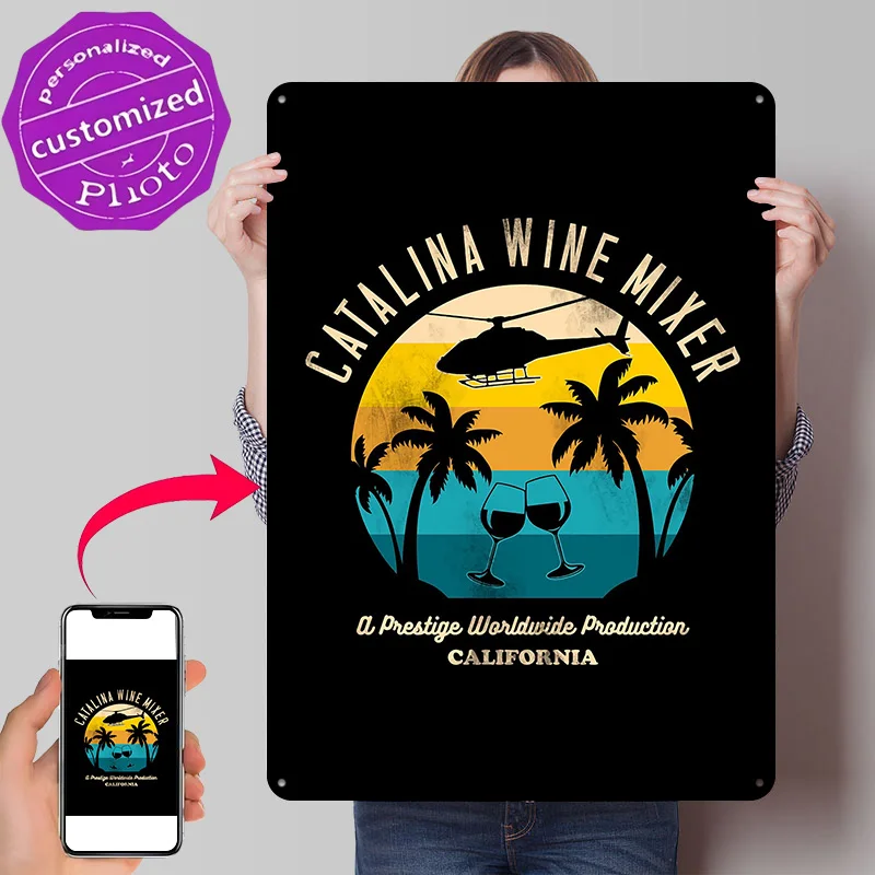 Catalina Wine Mixer Personalized 3D Textured Metal Poster Wall Art Vintage Tin Signs for Room Decor Luxury Decoration Home Items